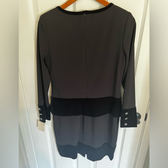 Vintage En Francais by Huey Waltzer Size 6 Black & Velvet Long Sleeve Dress - Picture 2 of 9